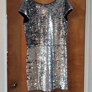 Vince Camuto silver sequined cocktail dress